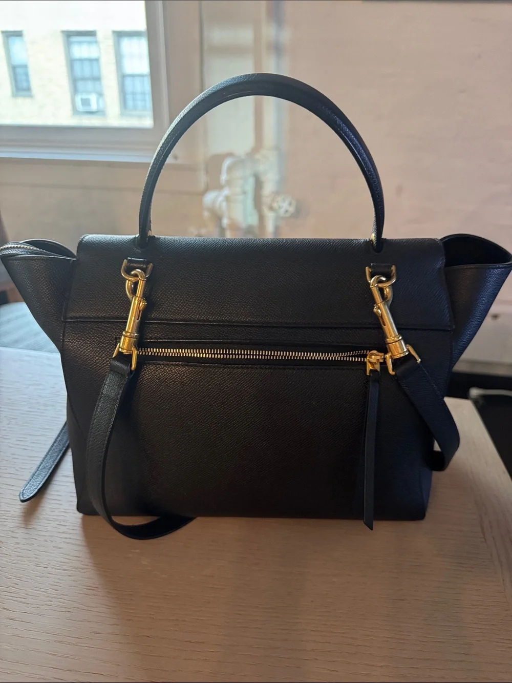 Celine Black Leather Structured Top-Handle Satchel- never used